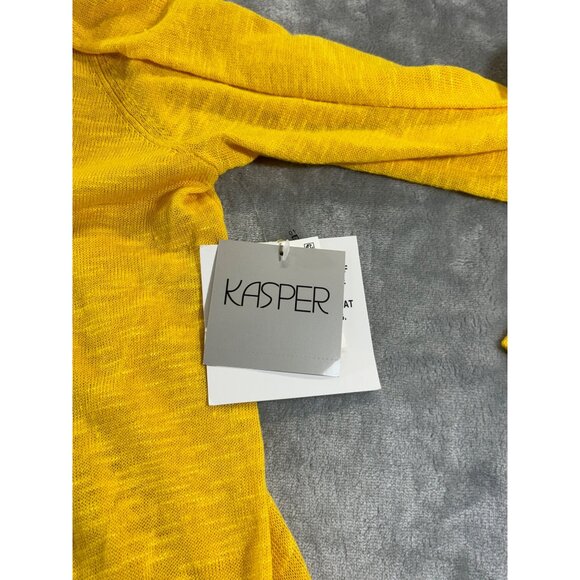 Kasper Cardigan Women's Medium Open Front Long Duster Yellow Sweater - Picture 7 of 12